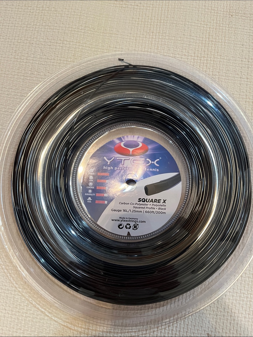 Square X Black Tennis String Reel - High Performance